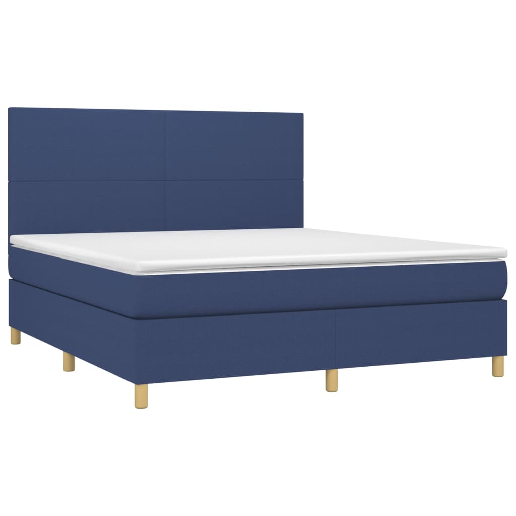 Krevet box spring s madracem LED plavi 160x200 cm od tkanine