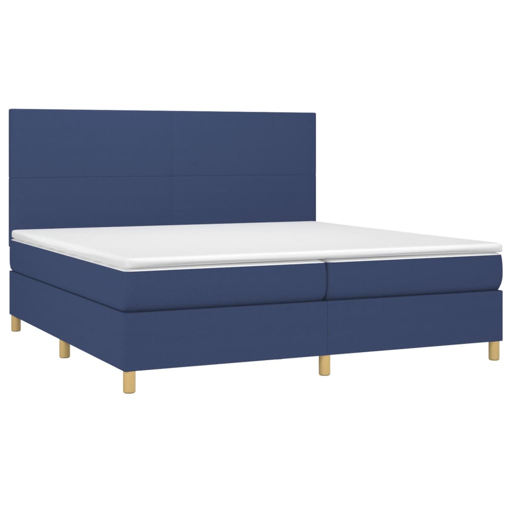Krevet box spring s madracem LED plavi 200x200 cm od tkanine