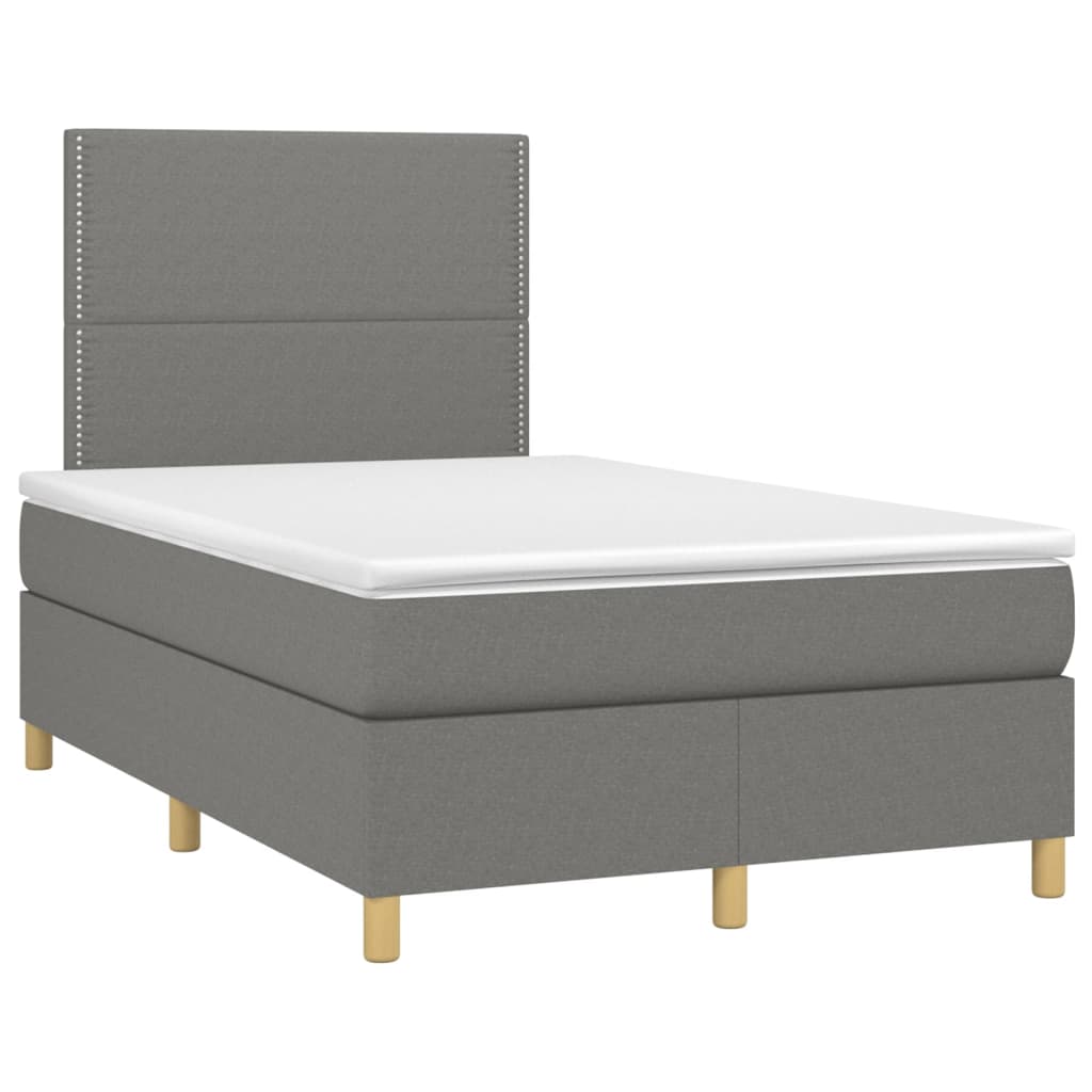 Krevet box spring s madracem LED tamnosivi 120 x 200 cm tkanina