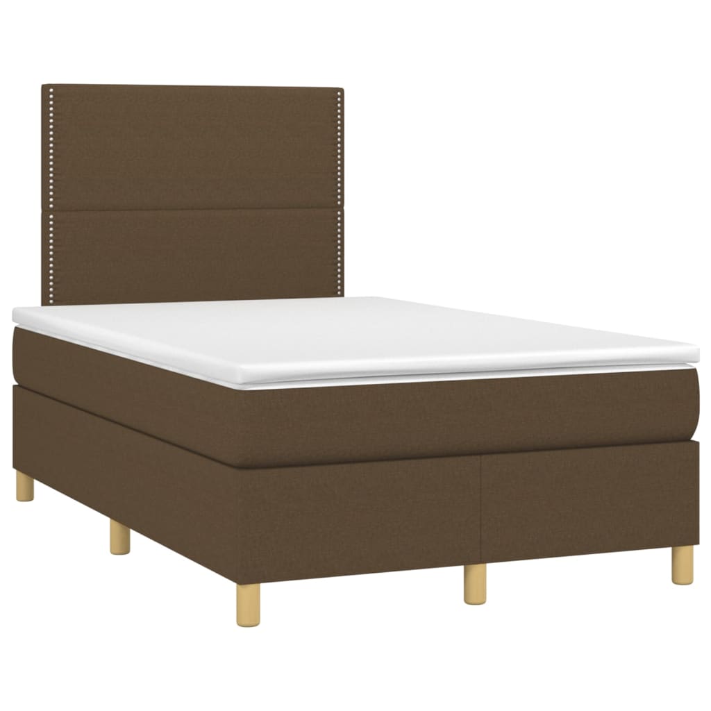 Krevet box spring s madracem LED tamnosmeđi 120x200 cm tkanina