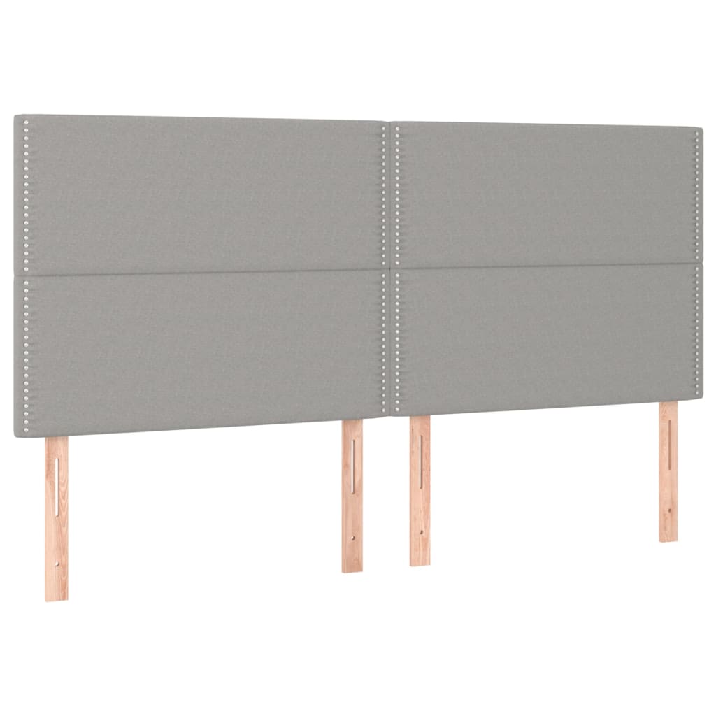 Krevet box spring s madracem LED svjetlosivi 200x200 cm tkanina