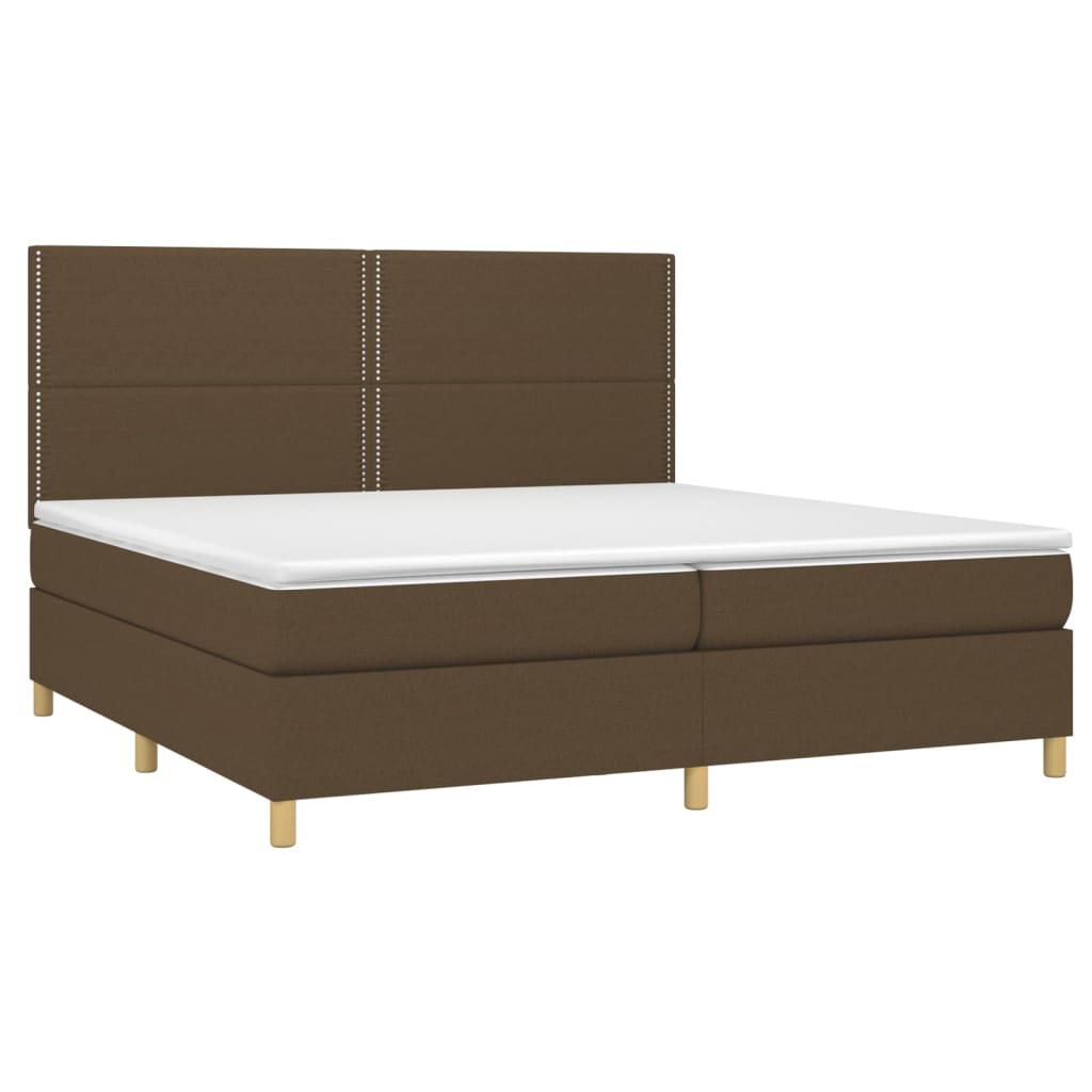 Krevet box spring s madracem LED tamnosmeđi 200x200 cm tkanina