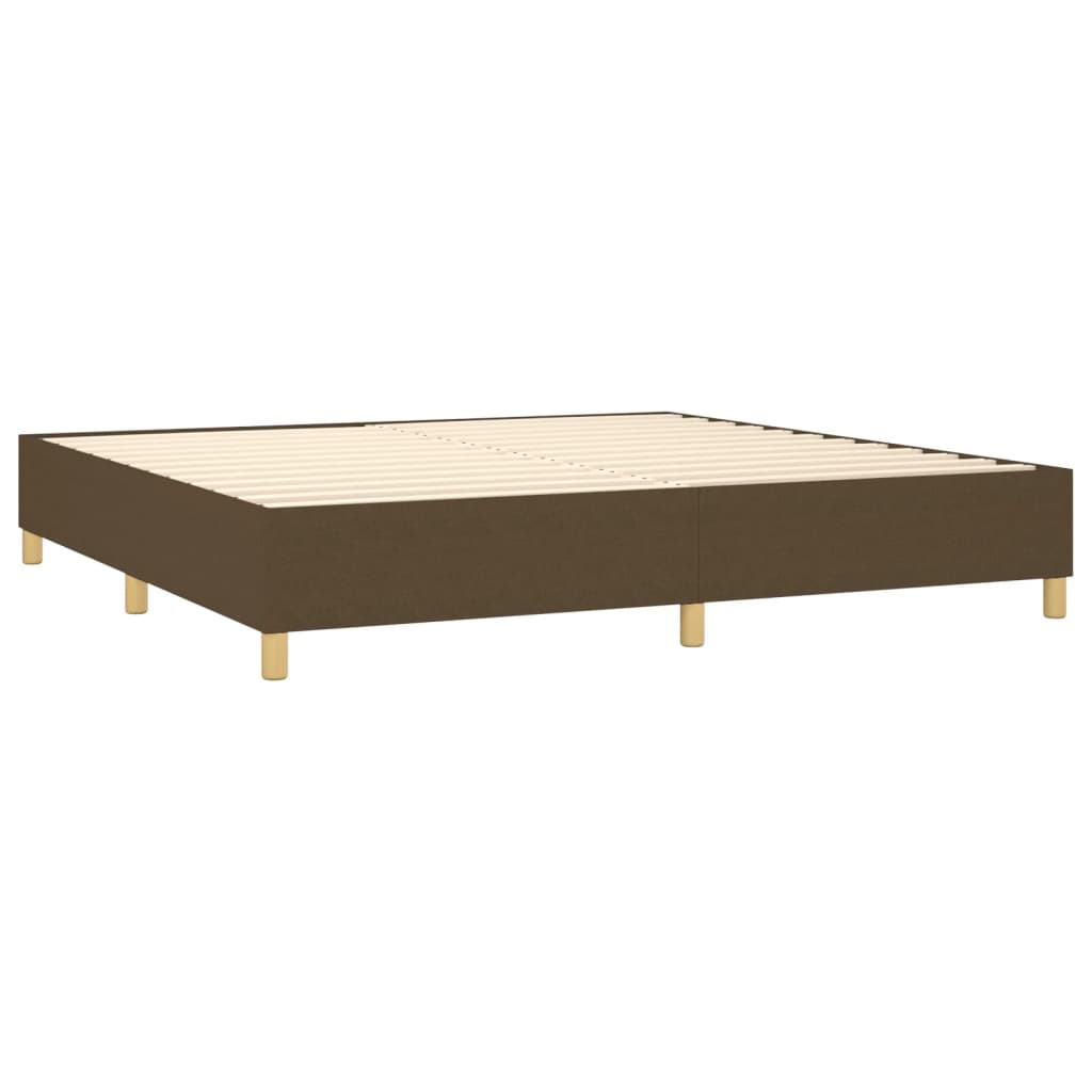 Krevet box spring s madracem LED tamnosmeđi 200x200 cm tkanina