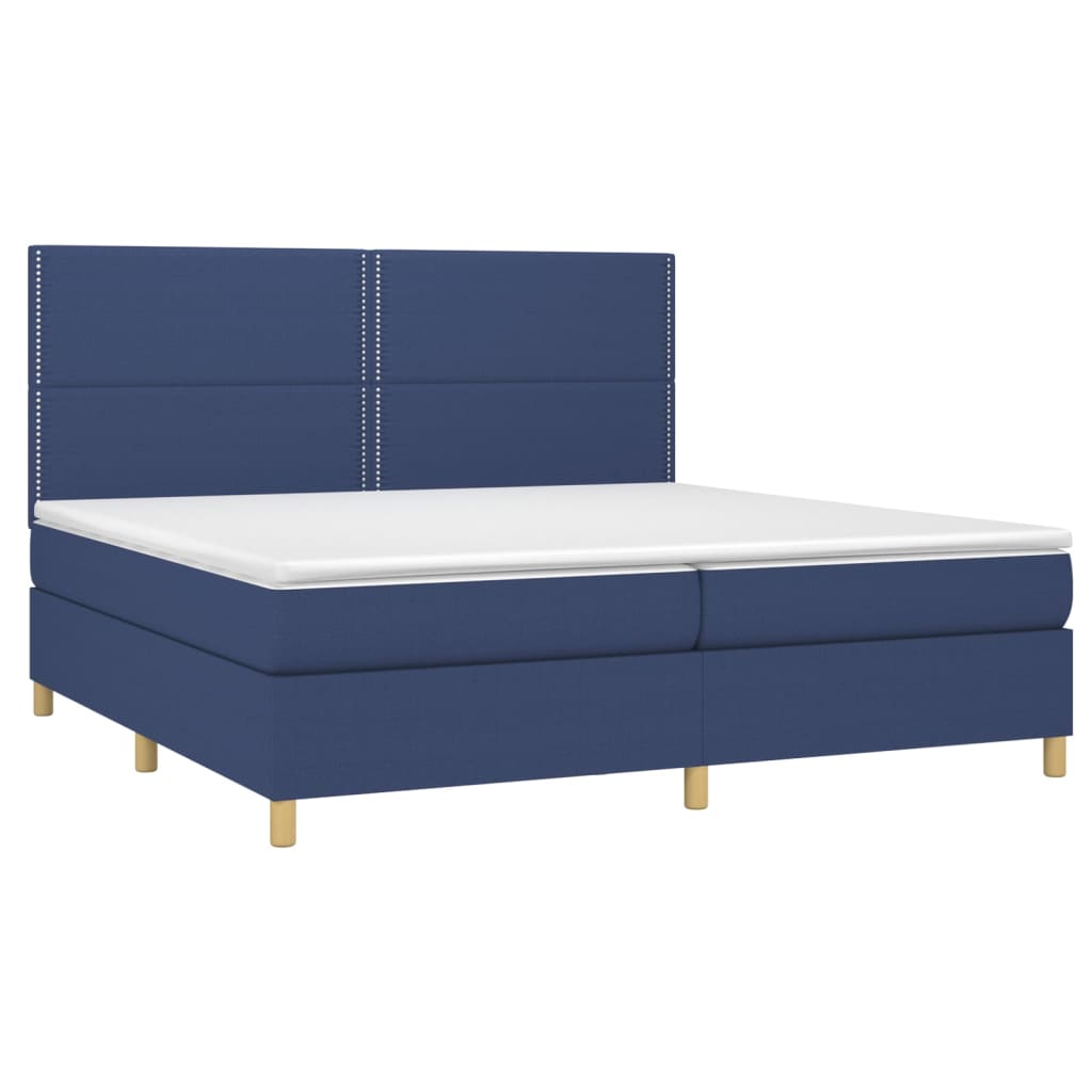 Krevet box spring s madracem LED plavi 200x200 cm od tkanine