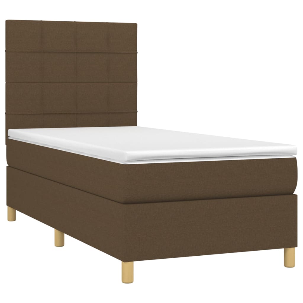 Krevet box spring s madracem LED tamnosmeđi 80 x 200 cm tkanina
