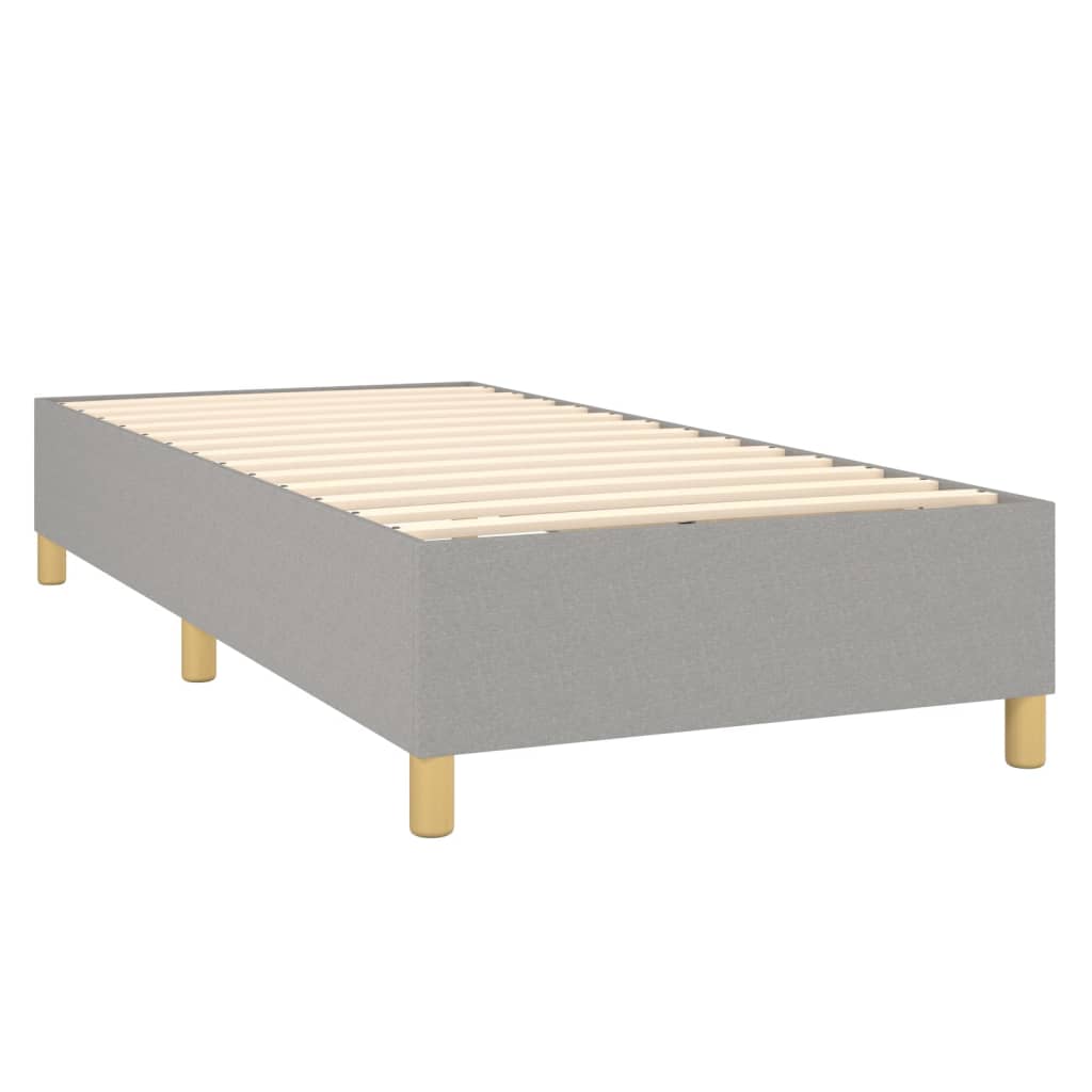 Krevet box spring s madracem LED svjetlosivi 90x190 cm tkanina