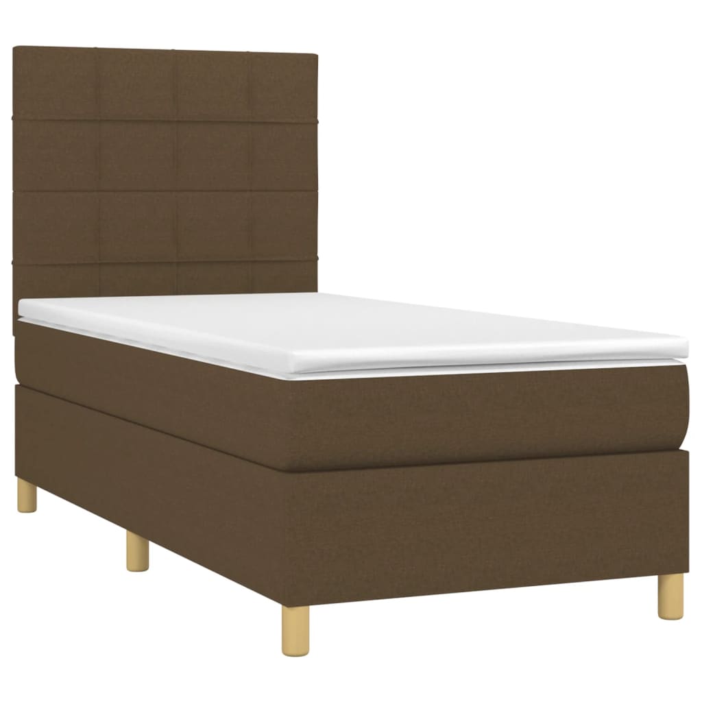 Krevet box spring s madracem LED tamnosmeđi 90x190 cm tkanina