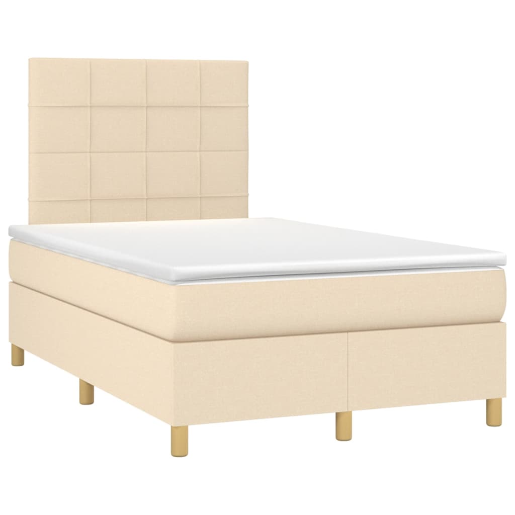 Krevet box spring s madracem LED krem 120 x 200 cm od tkanine