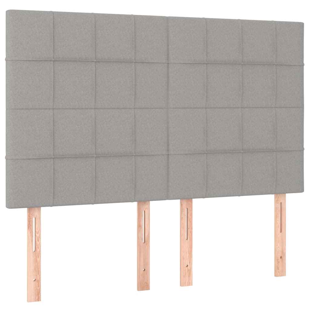 Krevet box spring s madracem LED svjetlosivi 140x190 cm tkanina