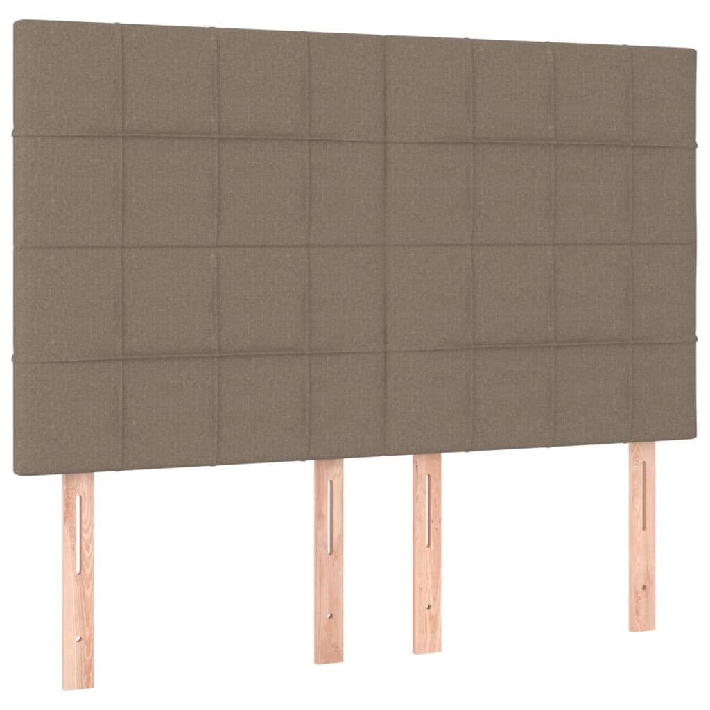 Krevet box spring s madracem LED smeđesivi 140x200 cm tkanina