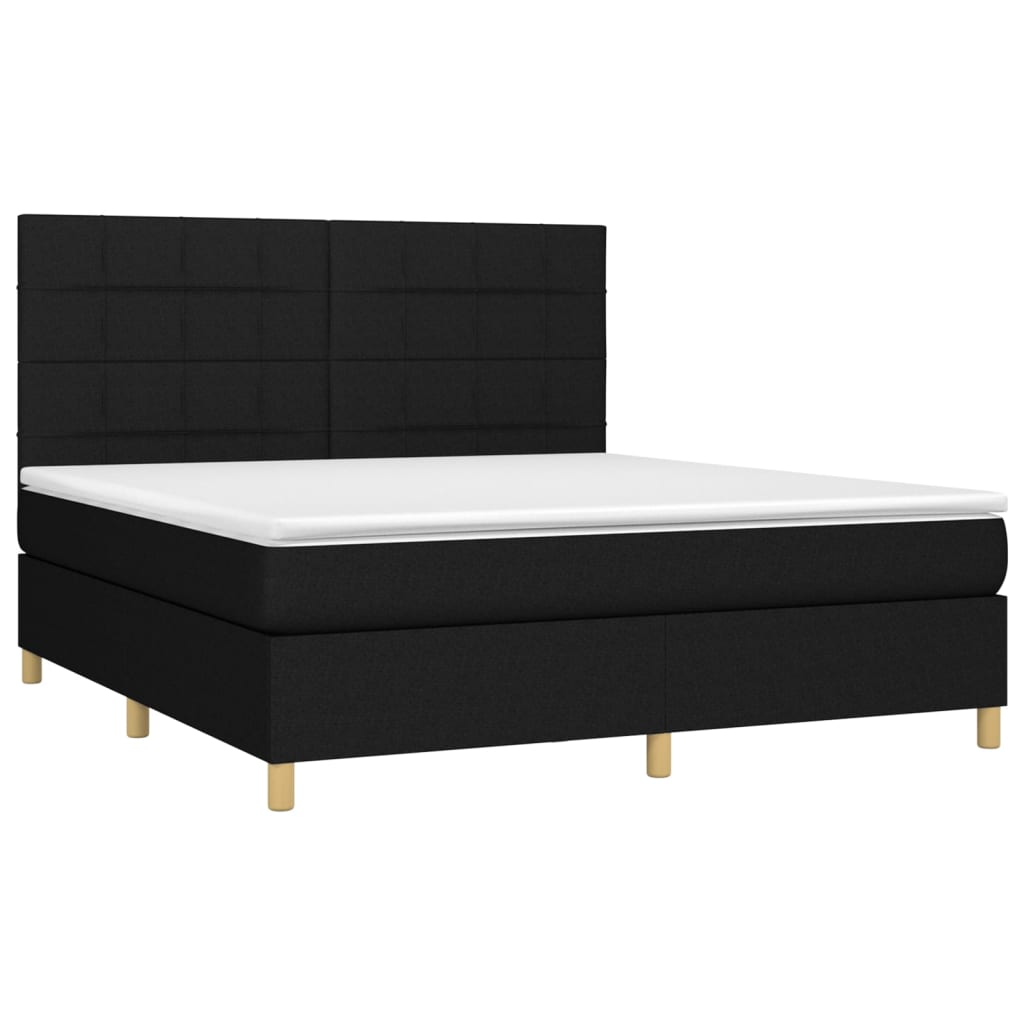 Krevet box spring s madracem LED crni 160x200 cm od tkanine