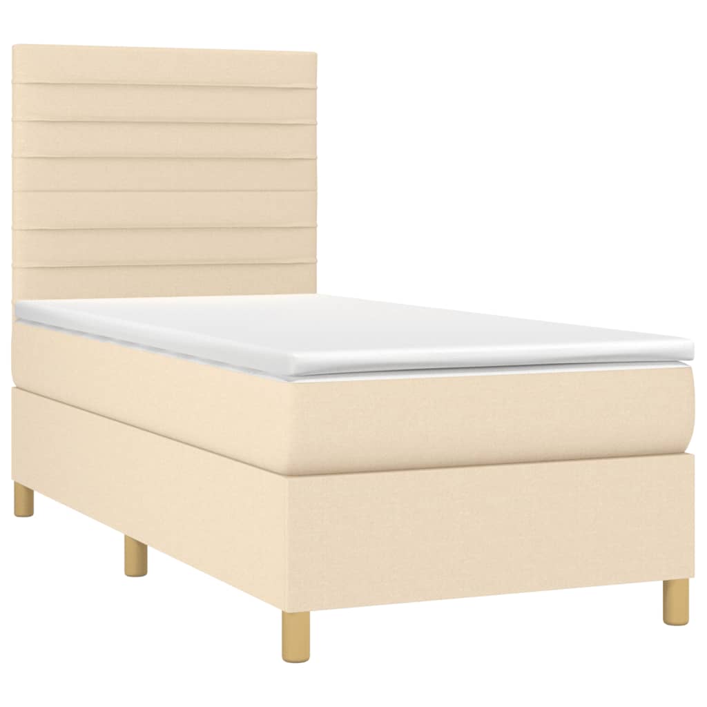 Krevet box spring s madracem LED krem 80 x 200 cm od tkanine