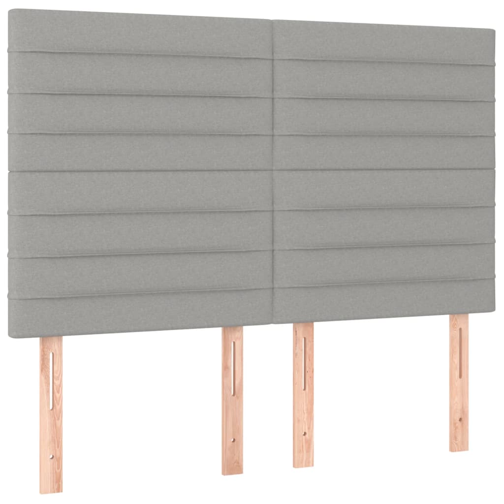 Krevet box spring s madracem LED svjetlosivi 140x190 cm tkanina
