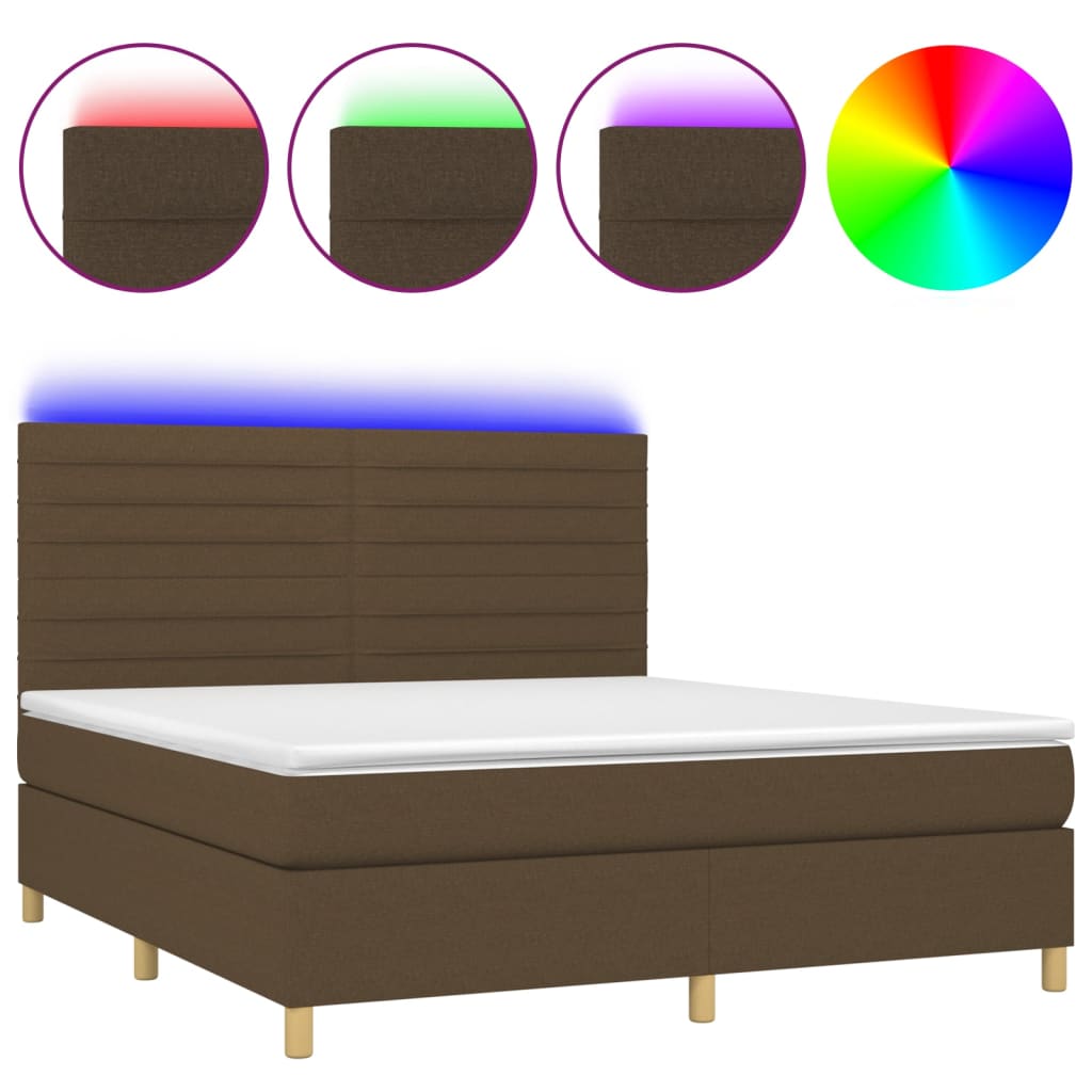 Krevet box spring s madracem LED tamnosmeđi 160x200 cm tkanina