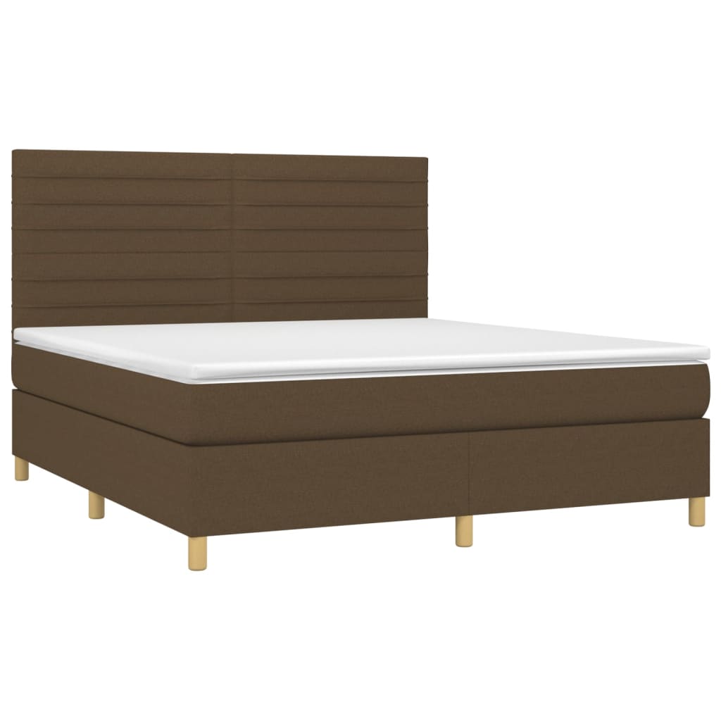 Krevet box spring s madracem LED tamnosmeđi 160x200 cm tkanina