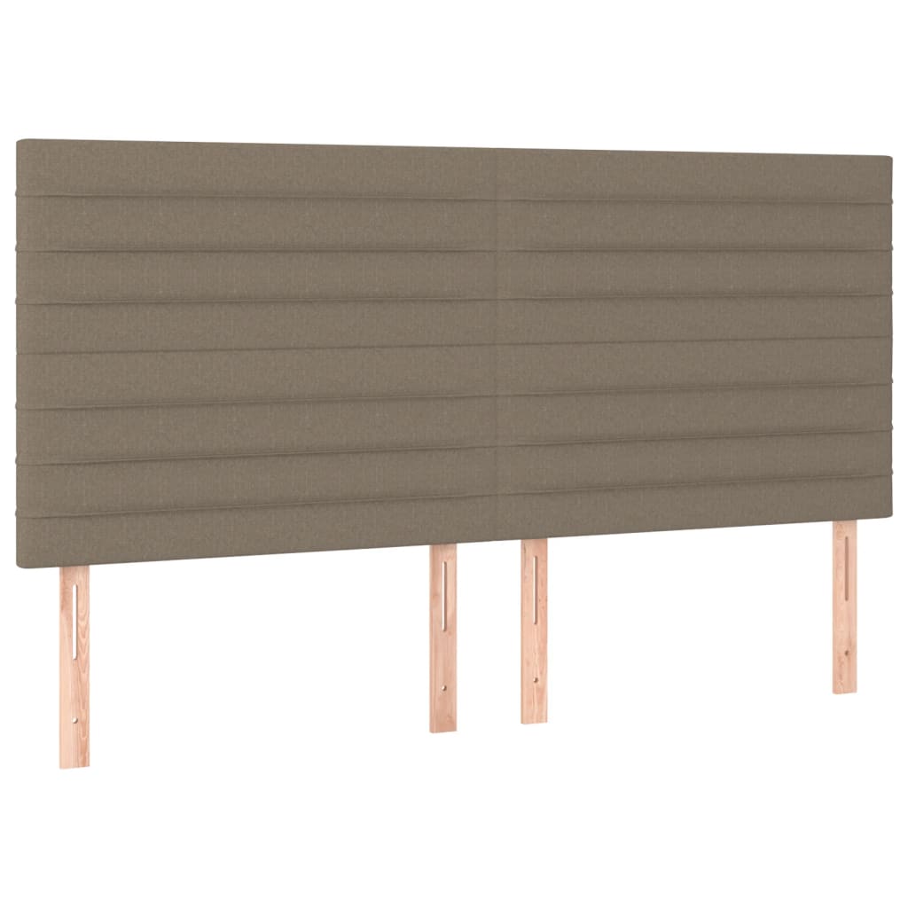 Krevet box spring s madracem LED smeđesivi 160x200 cm tkanina