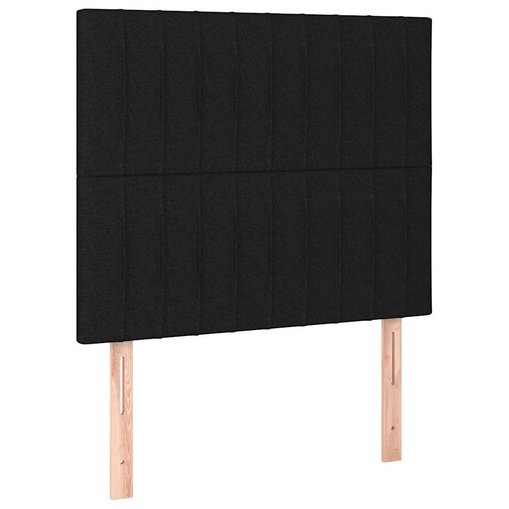 Krevet box spring s madracem LED crni 90x200 cm od tkanine