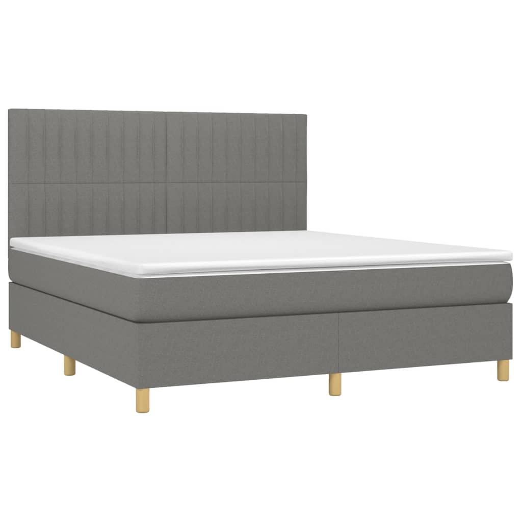 Krevet box spring s madracem LED tamnosivi 180x200 cm tkanina