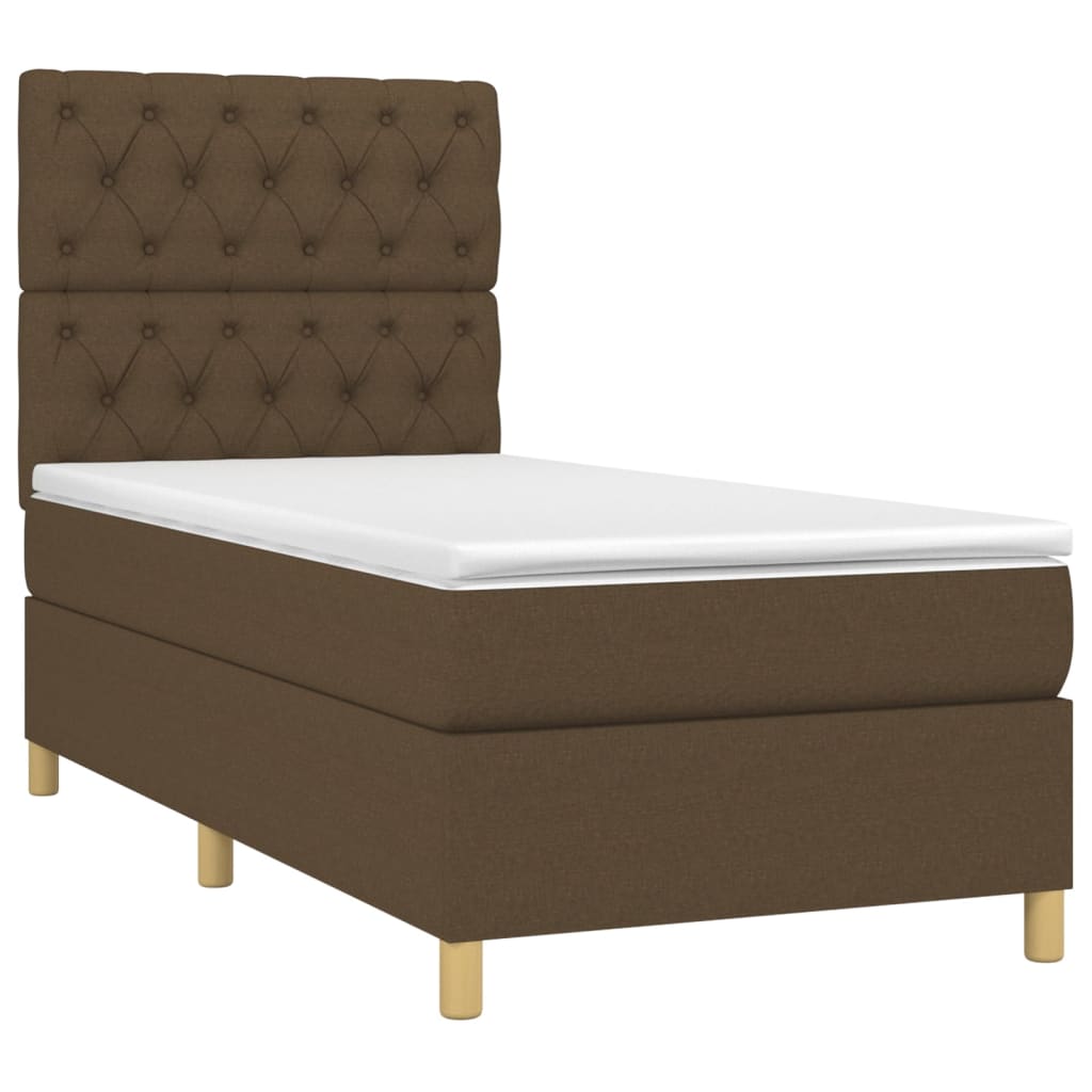Krevet box spring s madracem LED tamnosmeđi 80 x 200 cm tkanina