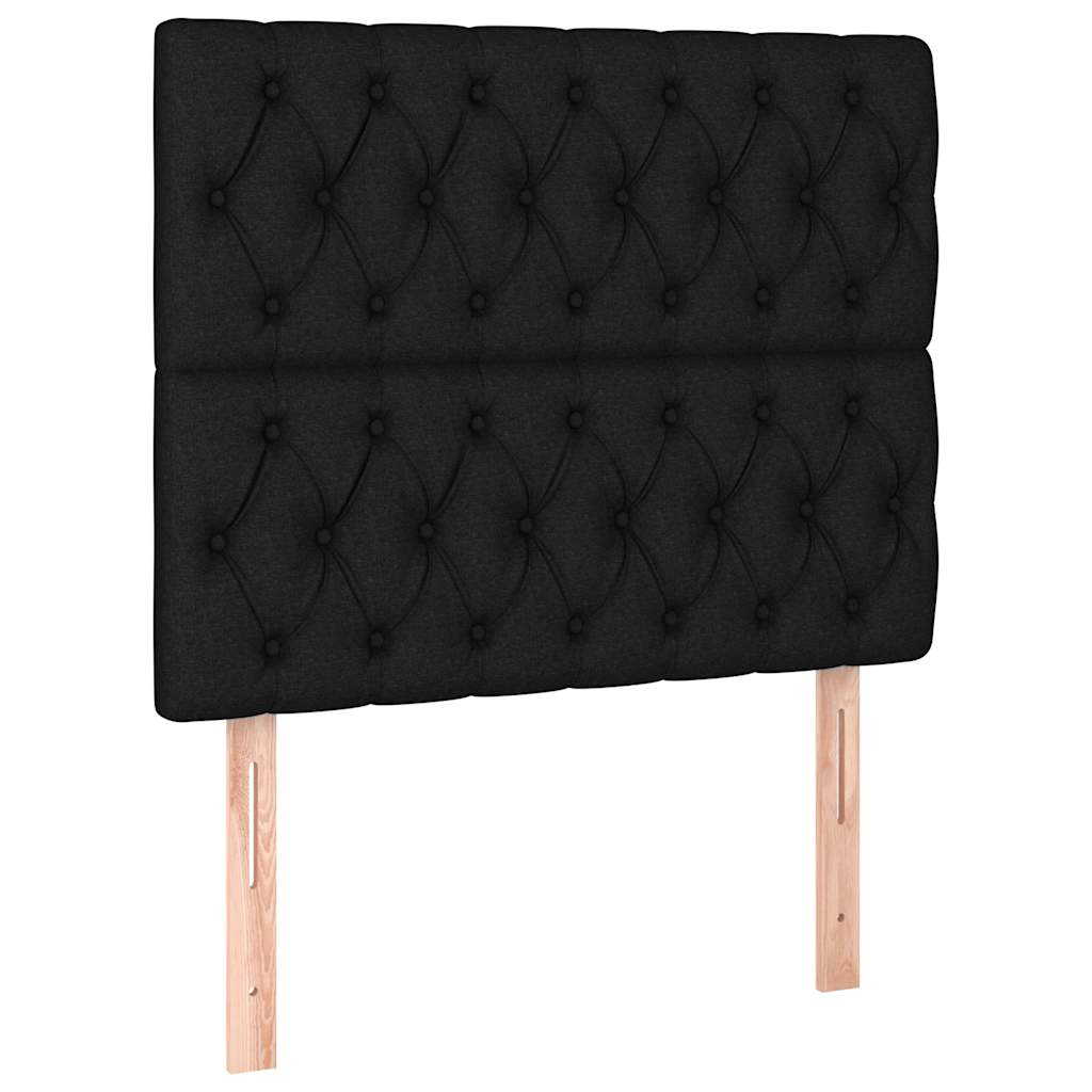 Krevet box spring s madracem LED crni 90x200 cm od tkanine