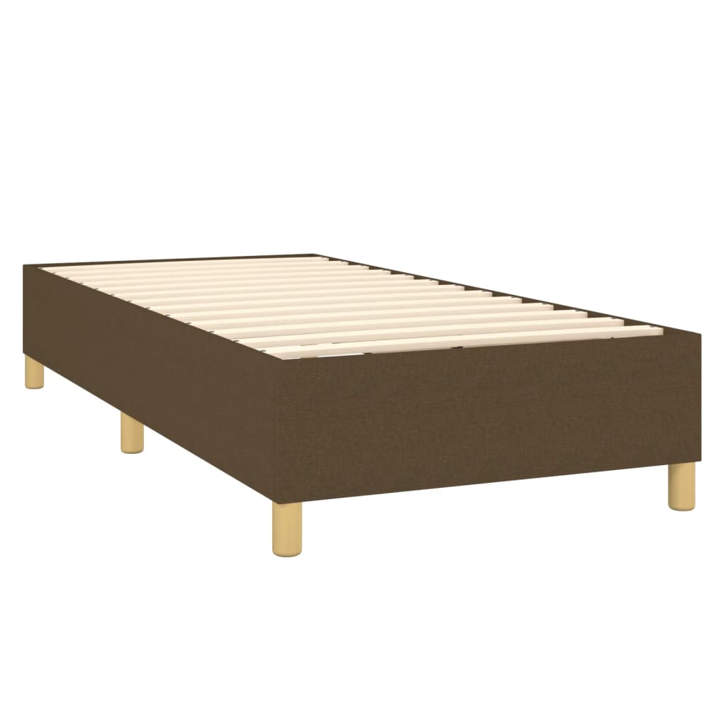 Krevet box spring s madracem LED tamnosmeđi 90x200 cm tkanina