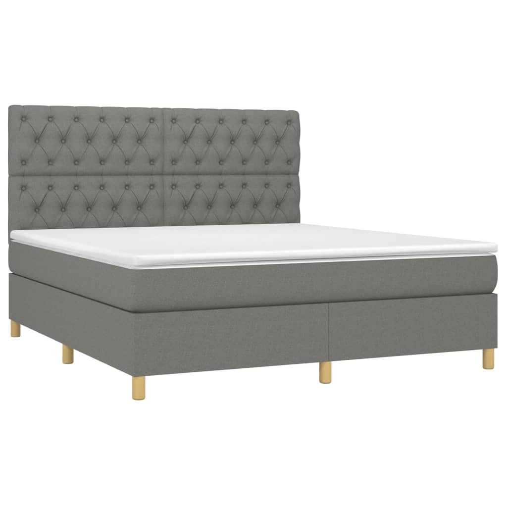 Krevet box spring s madracem LED tamnosivi 160x200 cm tkanina