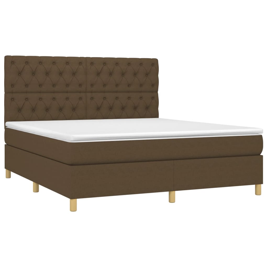 Krevet box spring s madracem LED tamnosmeđi 160x200 cm tkanina