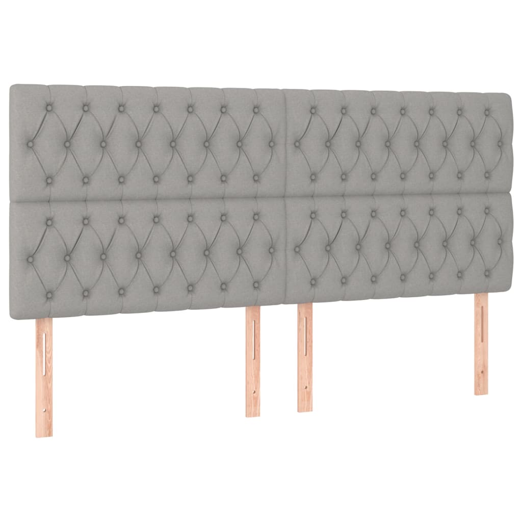 Krevet box spring s madracem LED svjetlosivi 200x200 cm tkanina