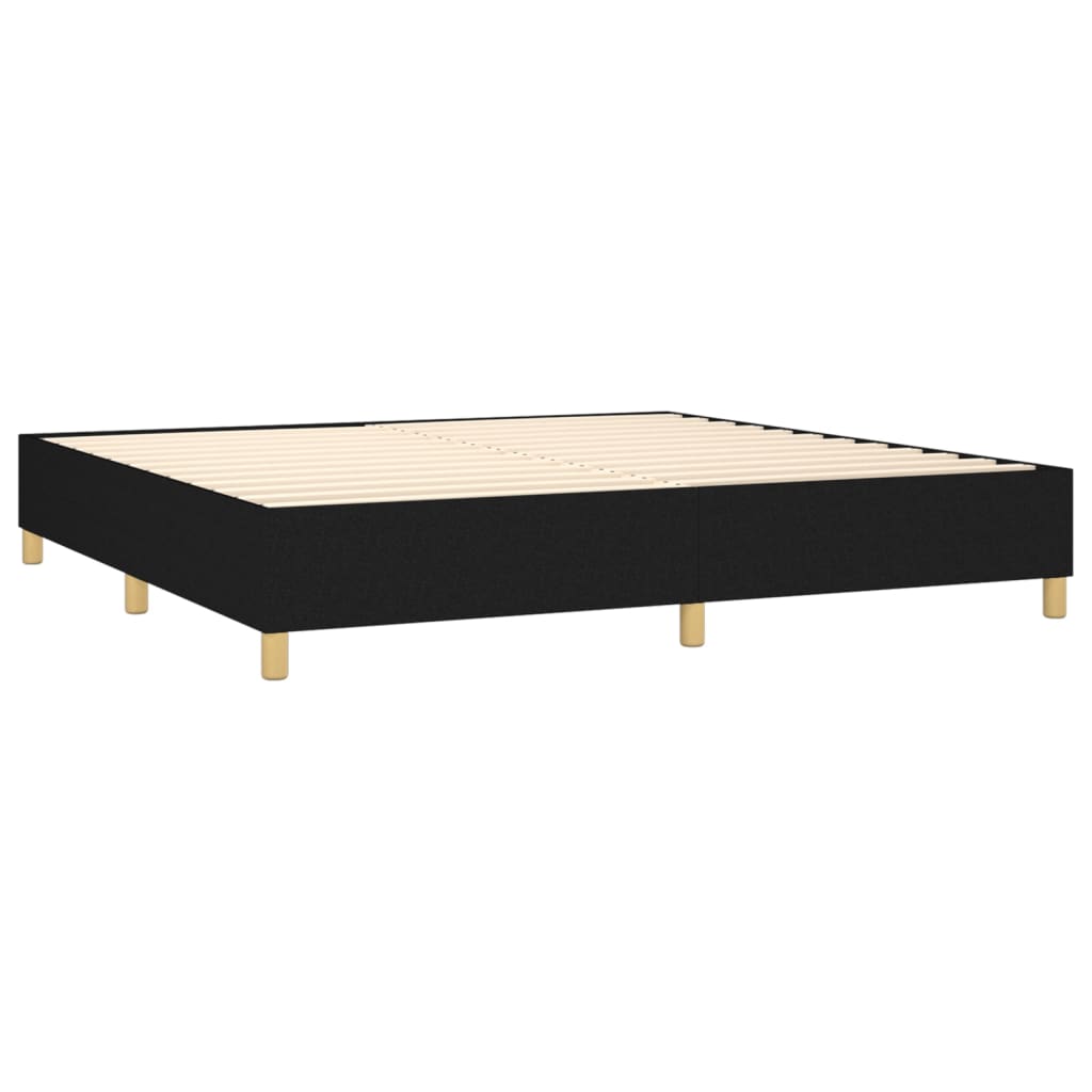 Krevet box spring s madracem LED crni 200x200 cm od tkanine