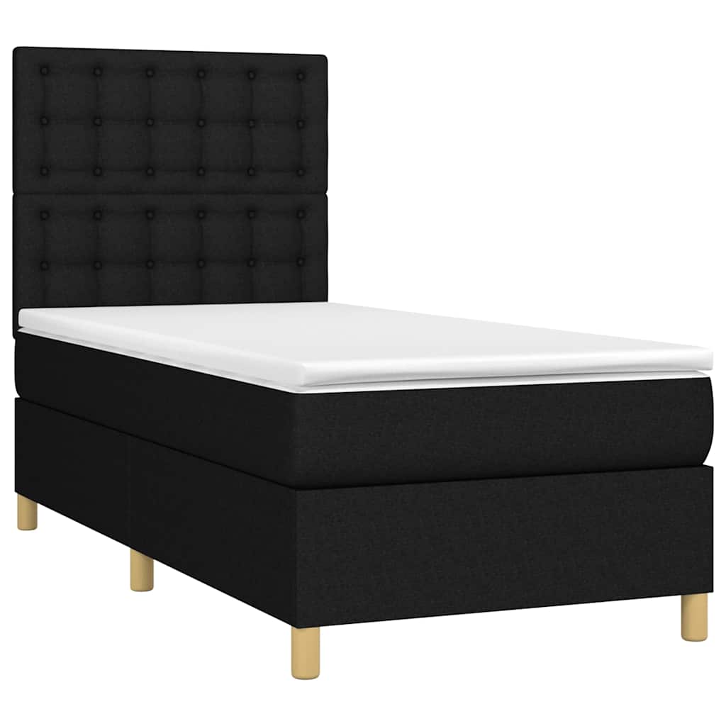 Krevet box spring s madracem LED crni 80 x 200 cm od tkanine