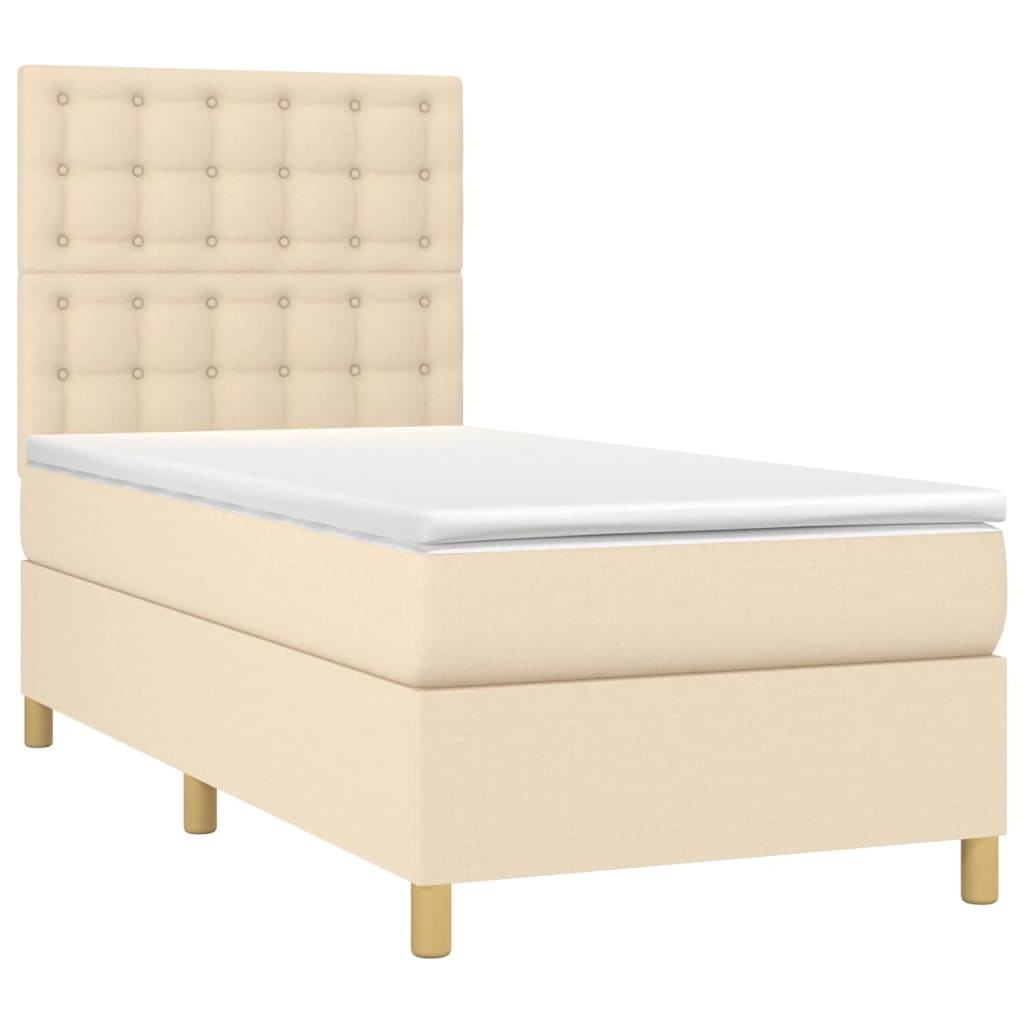 Krevet box spring s madracem LED krem 80 x 200 cm od tkanine
