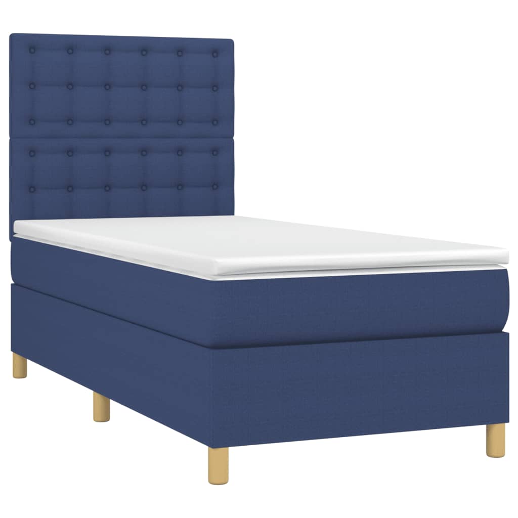 Krevet box spring s madracem LED plavi 80 x 200 cm od tkanine