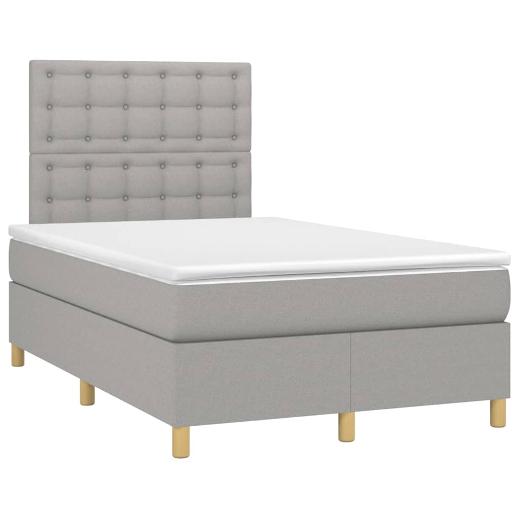 Krevet box spring s madracem LED svjetlosivi 120x200 cm tkanina