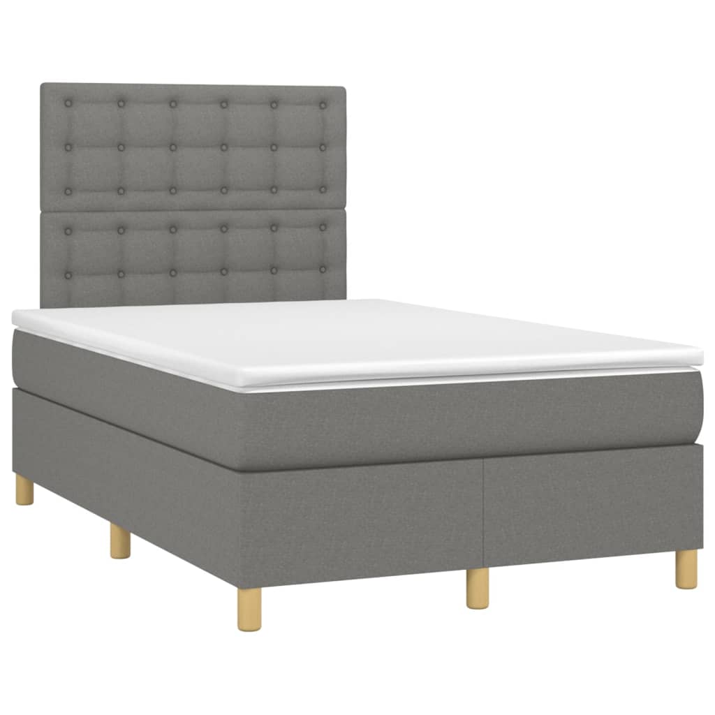 Krevet box spring s madracem LED tamnosivi 120 x 200 cm tkanina