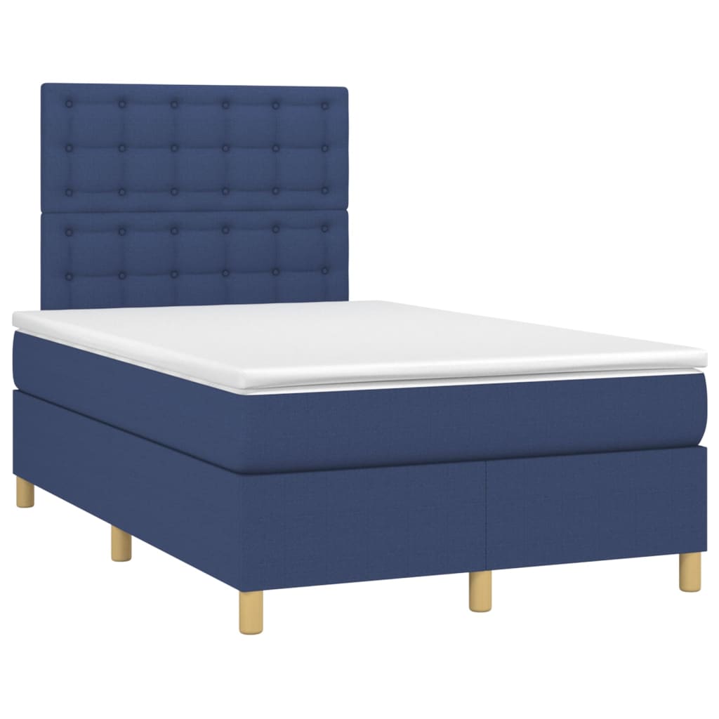 Krevet box spring s madracem LED plavi 120 x 200 cm od tkanine