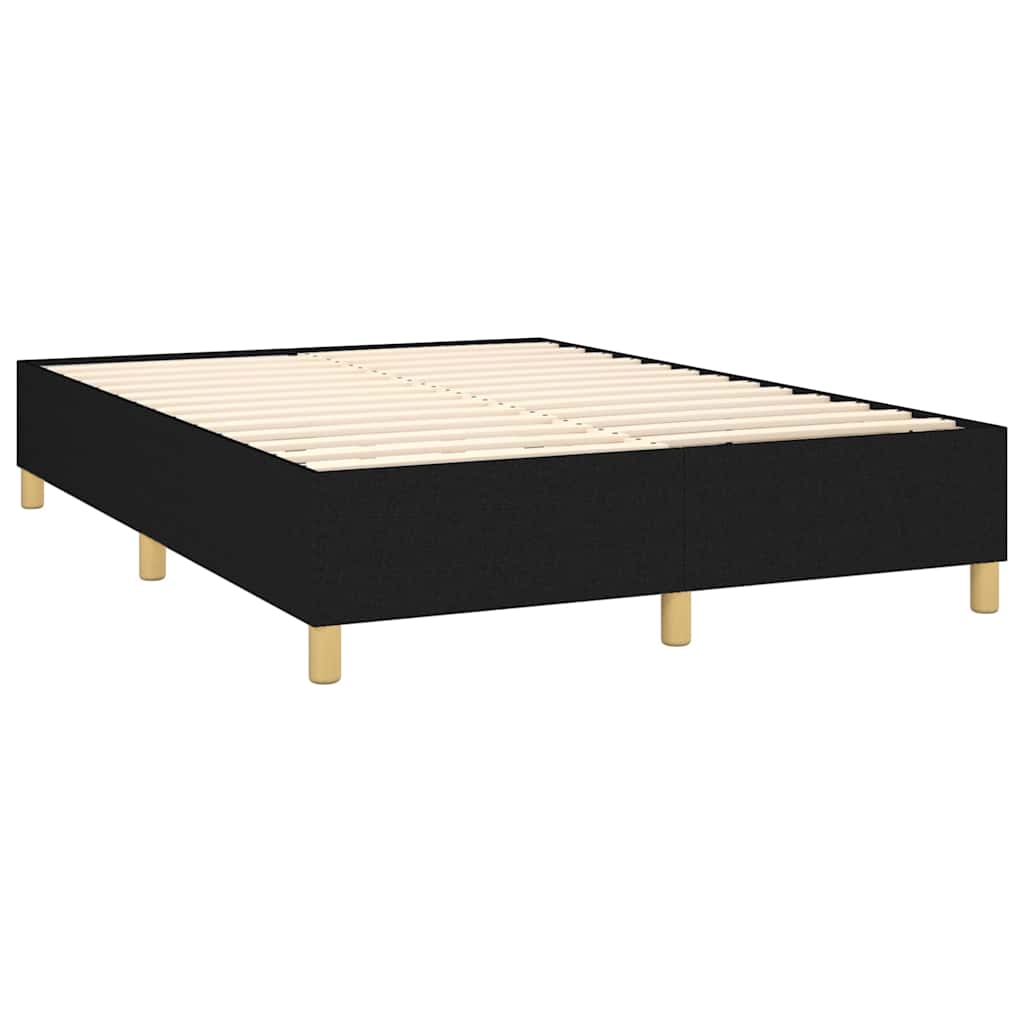 Krevet box spring s madracem LED crni 140x190 cm od tkanine