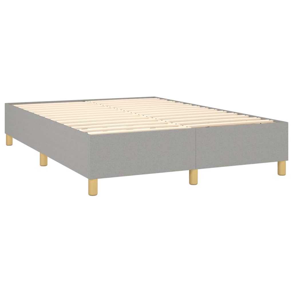 Krevet box spring s madracem LED svjetlosivi 140x200 cm tkanina