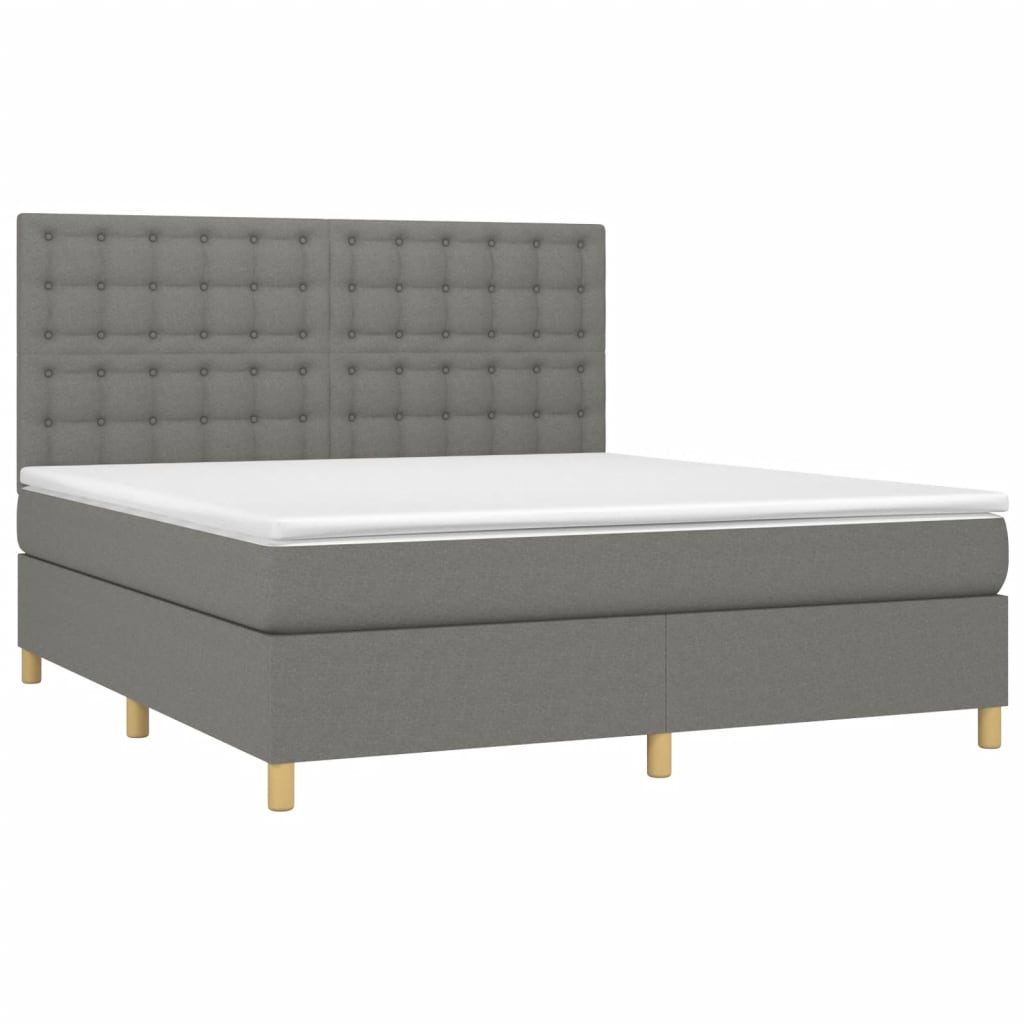 Krevet box spring s madracem LED tamnosivi 180x200 cm tkanina