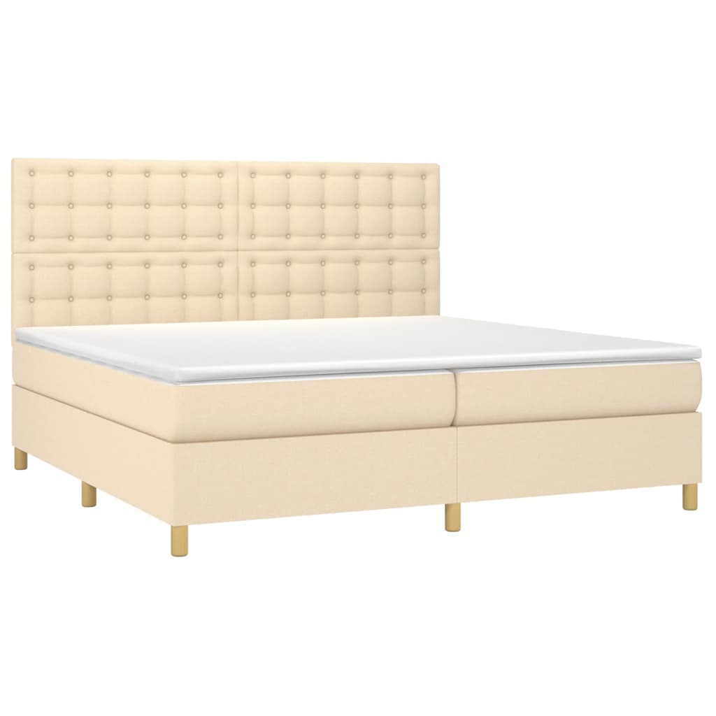 Krevet box spring s madracem LED krem 200x200 cm od tkanine