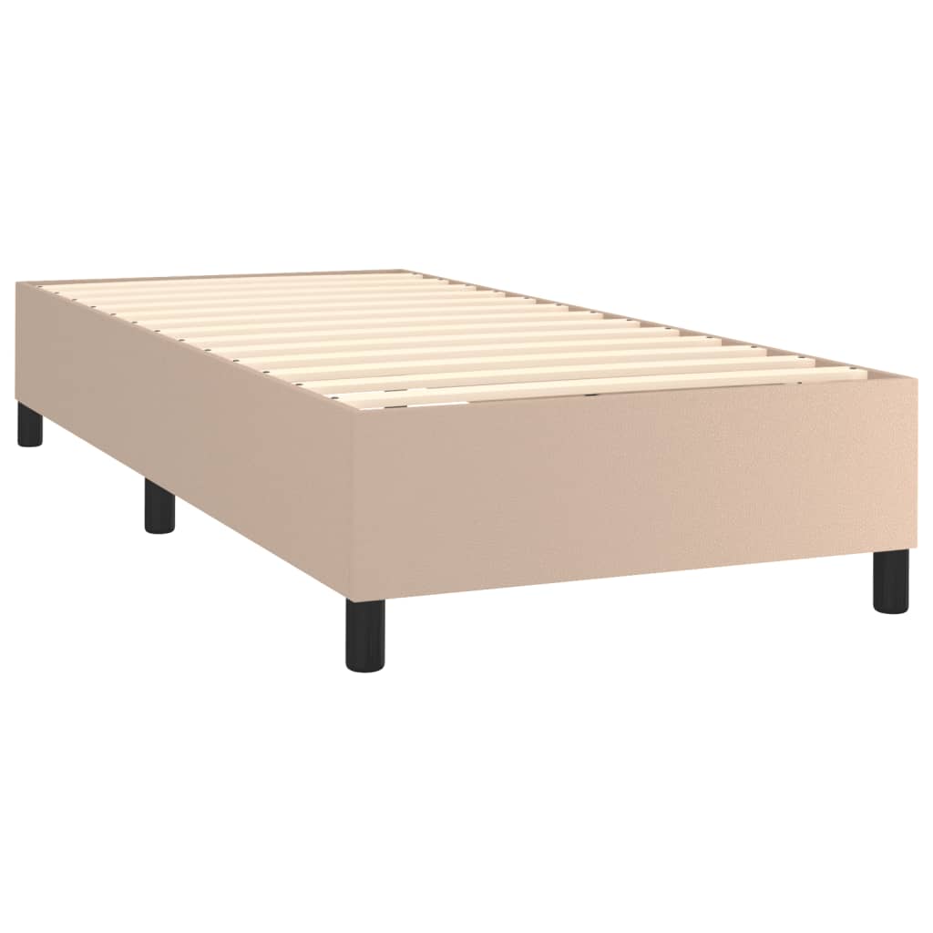 Krevet box spring madrac LED cappuccino 90x190cm umjetna koža