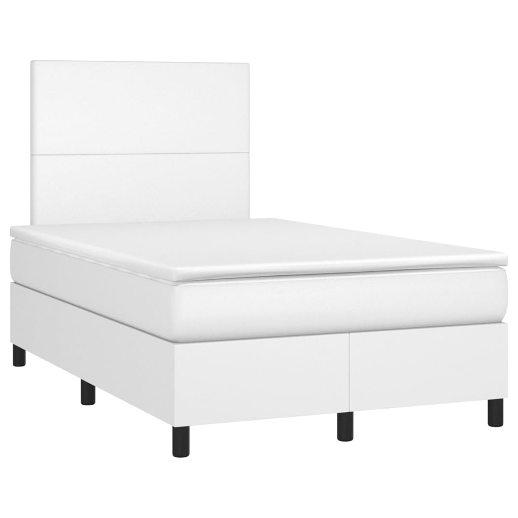 Krevet box spring s madracem LED bijeli 120x200 cm umjetna koža