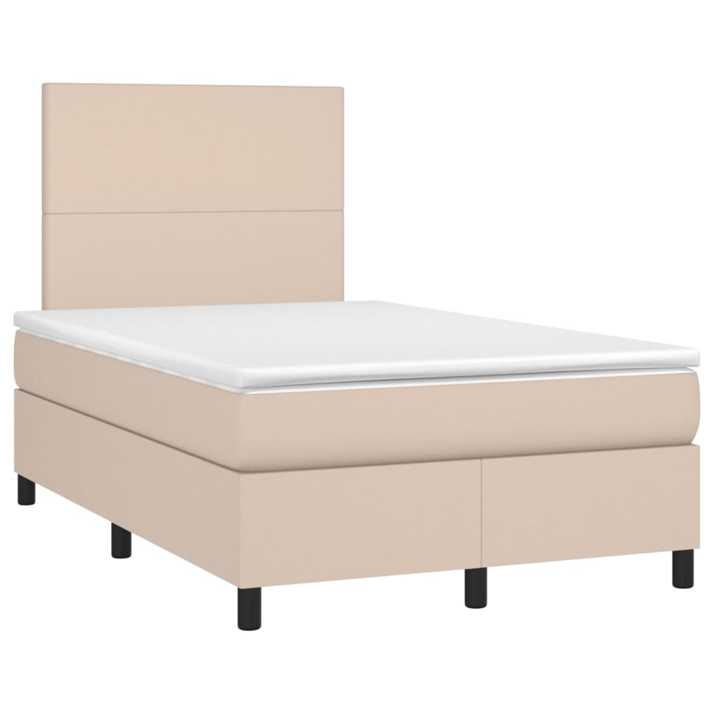 Krevet box spring madrac LED cappuccino 120x200cm umjetna koža