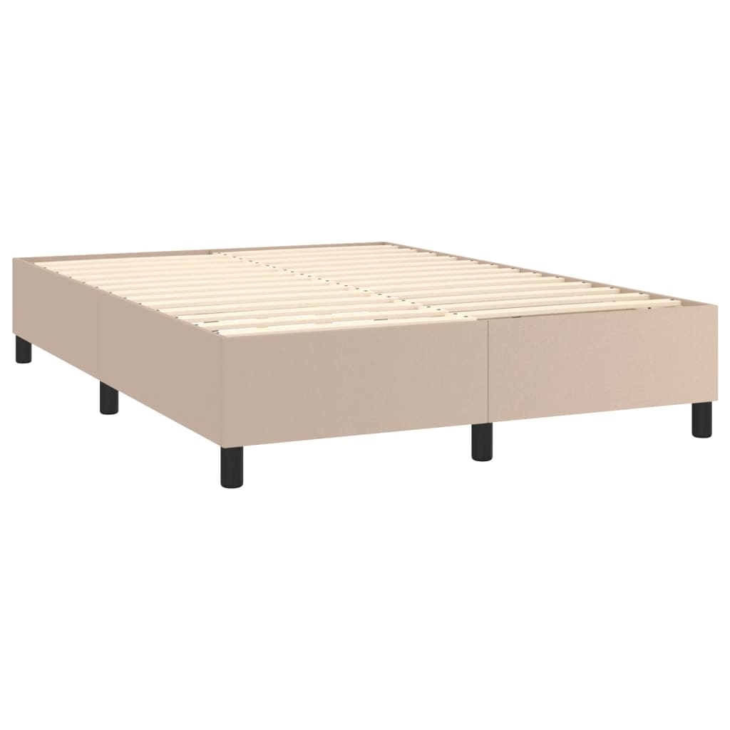 Krevet box spring madrac LED cappuccino 140x190cm umjetna koža