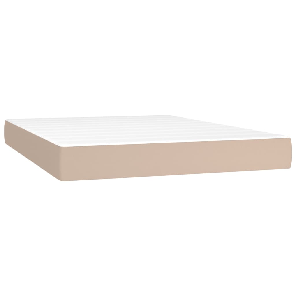 Krevet box spring madrac LED cappuccino 140x200cm umjetna koža