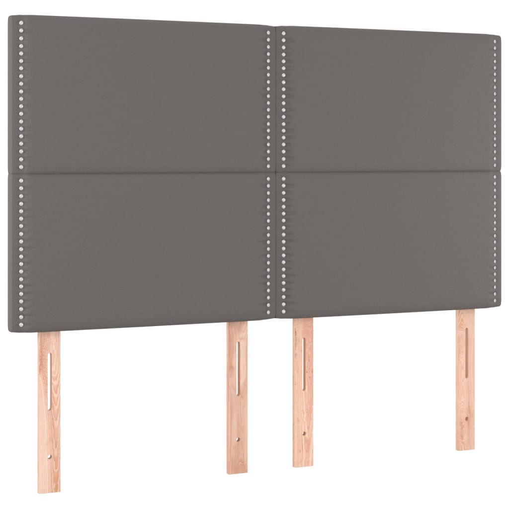 Krevet box spring s madracem LED sivi 140x200cm od umjetne kože