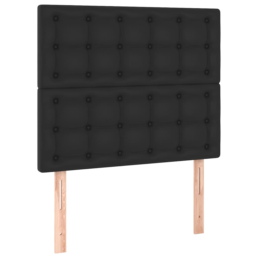 Krevet box spring s madracem LED crni 80x200 cm od umjetne kože