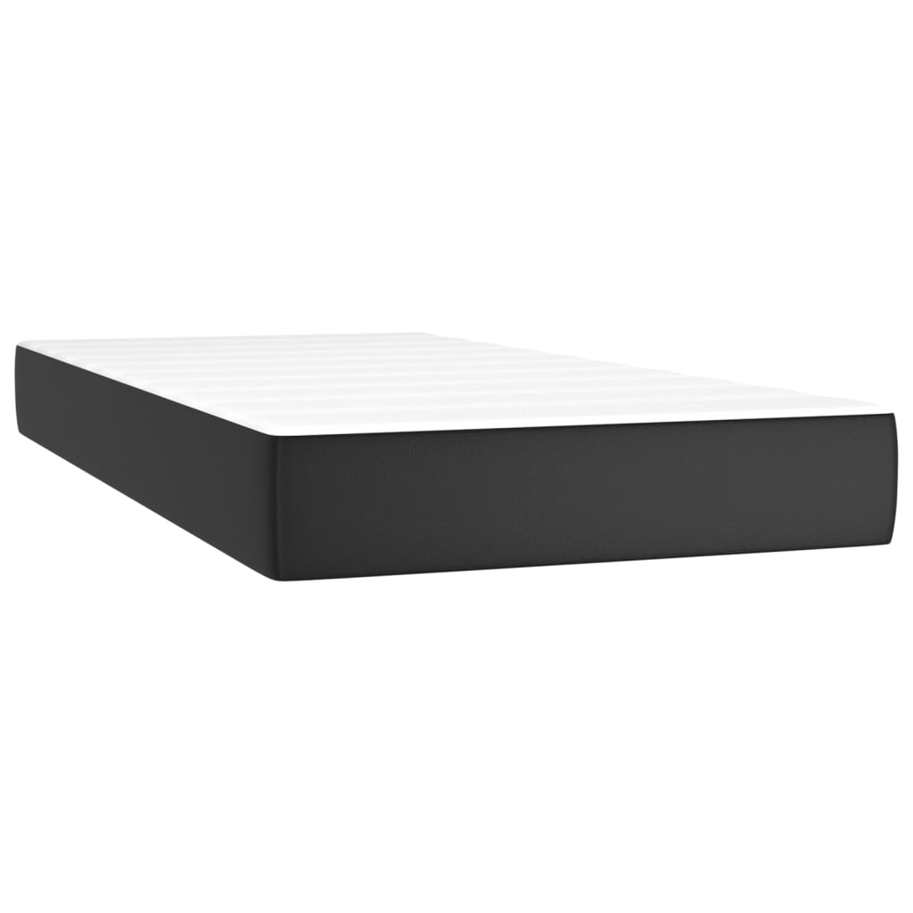 Krevet box spring s madracem LED crni 90x190 cm od umjetne kože