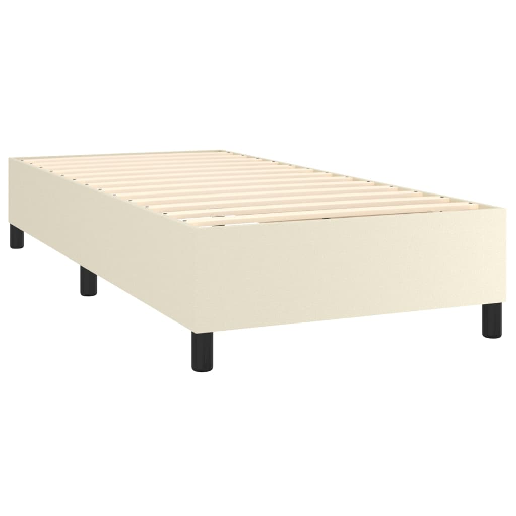 Krevet box spring s madracem LED krem 90x200 cm od umjetne kože