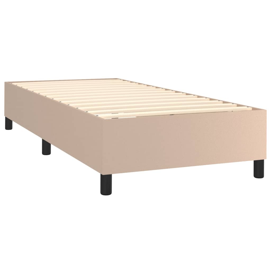 Krevet box spring madrac LED cappuccino 90x200cm umjetna koža