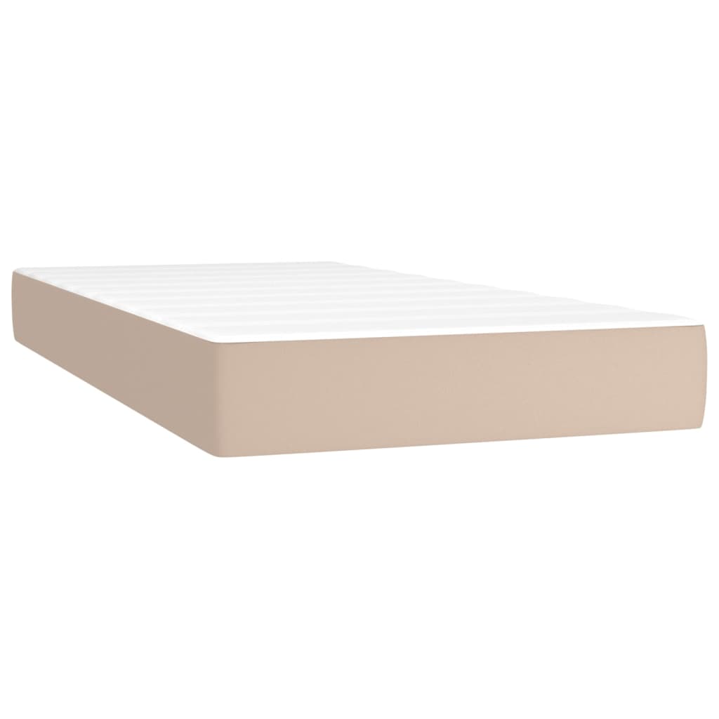 Krevet box spring madrac LED cappuccino 90x200cm umjetna koža